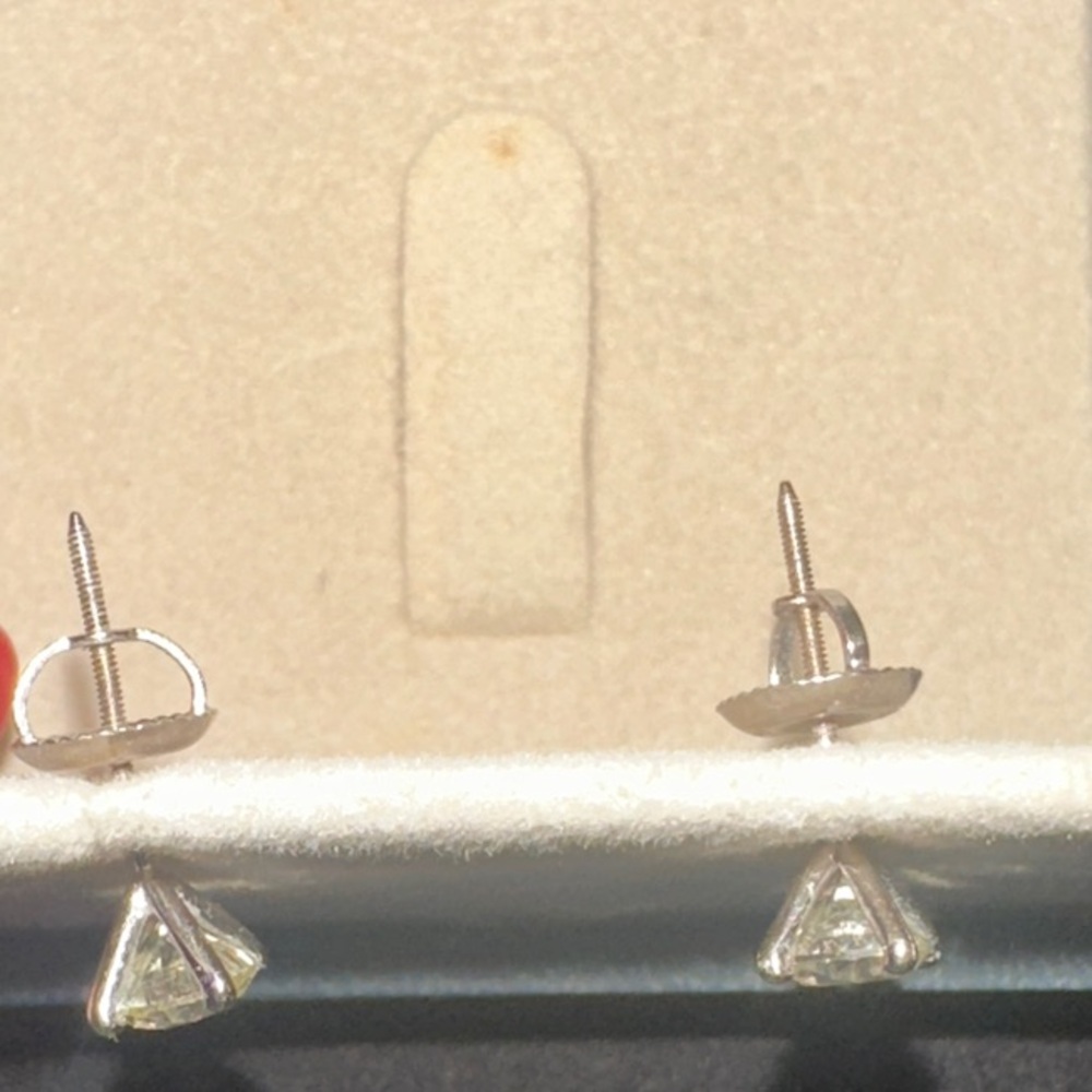 Diamond Silver Stud Earrings - Picture 3 of 6